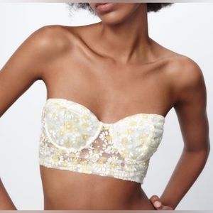 Zara Daisy Mesh Bustier with daisy flowers